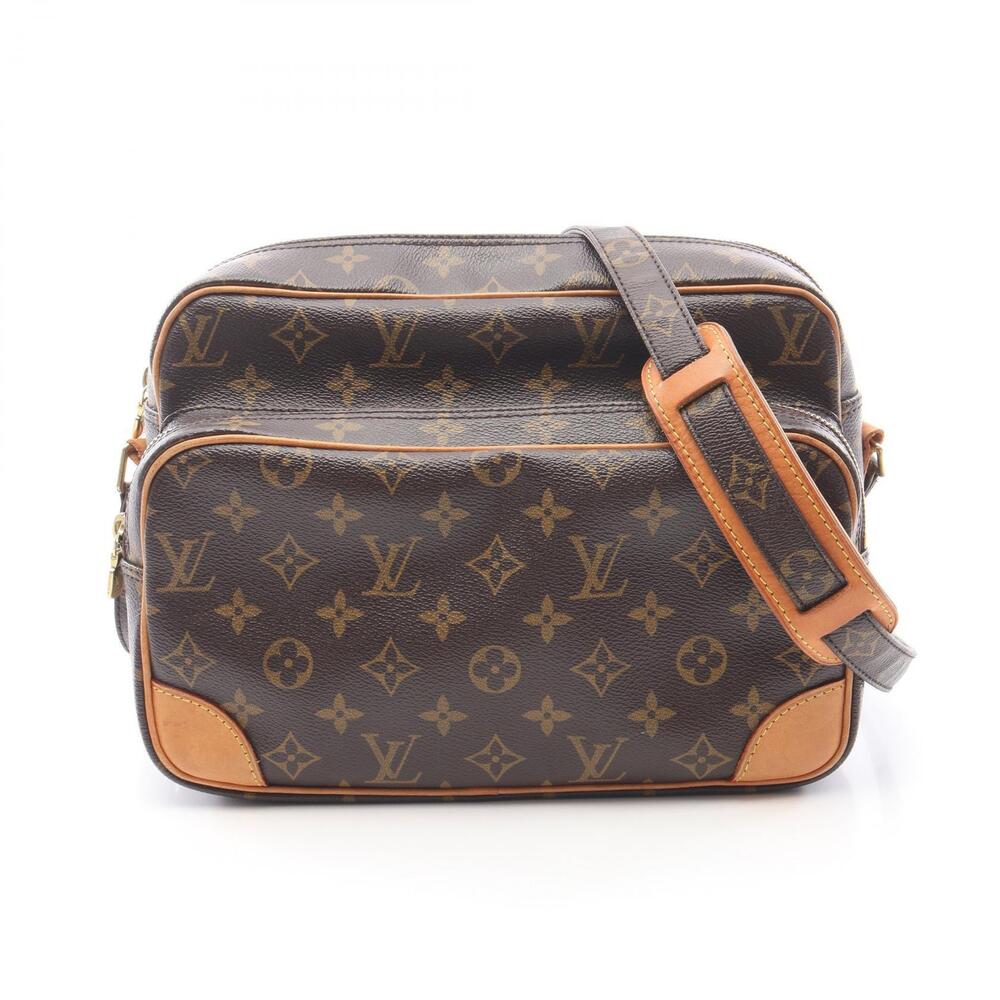 Louis Vuitton Nile Shoulder Bag Canvas Leather Monogram Brown